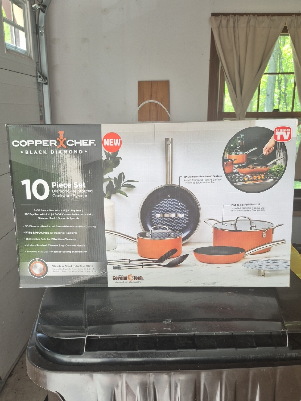 Copper Chef Black Diamond 10-Piece Orange Cookware Set